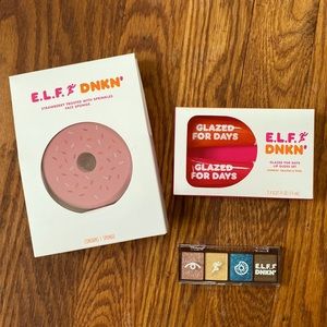 NWT ELFxDunkin eyeshadow, sponge, lip gloss set